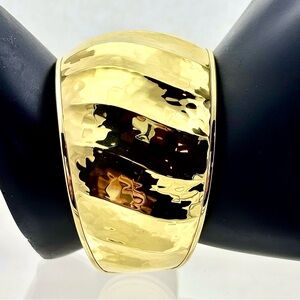 VERONESE Sterling 18K Vermeil Hammered Cuff Bracelet